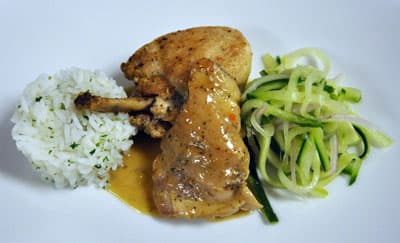 Award Winning Avocado Shrimp ‘Ceviche’, Coconut Thai Chicken,  Coconut Jasmine Rice, Pickled Cucumber Salad By Lulu Tigre