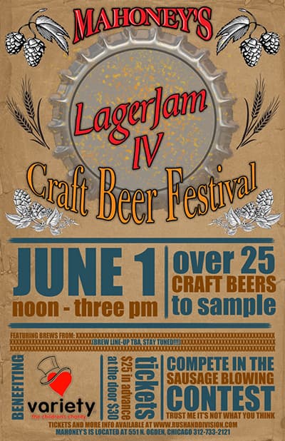 “LagerJam IV” Craft Beer and Sausage Sampling Sunday, June 1, 2014, to Benefit Variety – The Children’s Charity