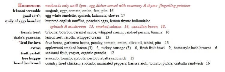 menu