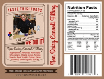 A Non-Dairy and Gluten Free lovers dream company, “Taste This Foods”