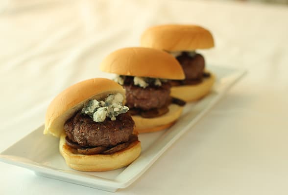 Société Roquefort Sliders with Mushroom and Onion / Société Roquefort and Prosciutto Flatbread with Caramelized Shallots
