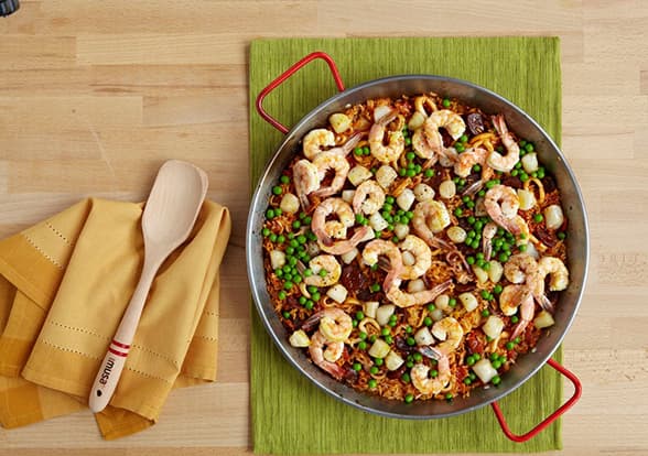 Celebrate National Paella Day March 27th With George Duran’s Chorizo and Seafood Paella