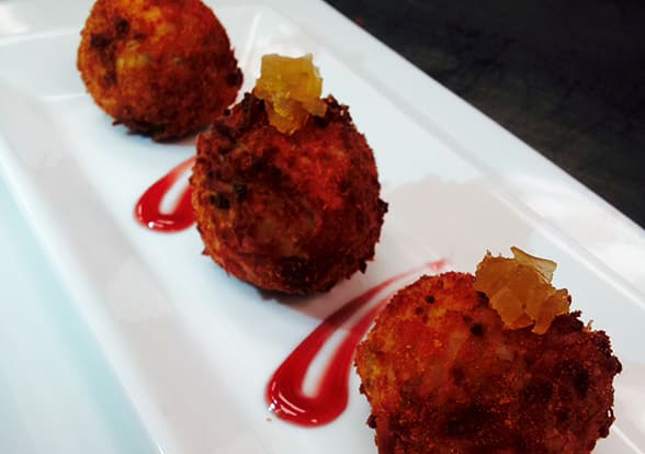 Salmorejo (Crab Stew) and Coconut Arancini In celebration of the 4th Annual Saborea Puerto Rico