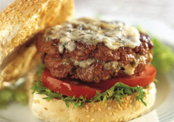 Chef Michael Symon’s “Fun Guy” Burger With Castello Burger Blue