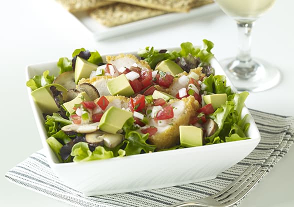 Bru’s Wiffle Crispy Chicken Salad With California Avacados