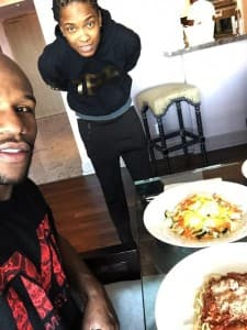 Floyd Weather JR. Eating a Tasty Lunch by Chef Q