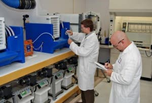 U.S. Water scientists testing new PhosZero in the R & D lab