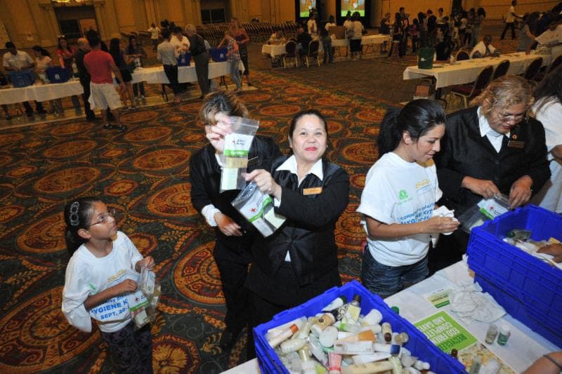 Las Vegas Sands team assemble hygiene kits