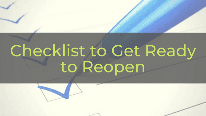 SPECIAL RE-OPENING CHECK LIST