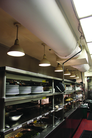 San Francisco restaurant solves range hood draft problems with fabric HVAC diffuser retrofit