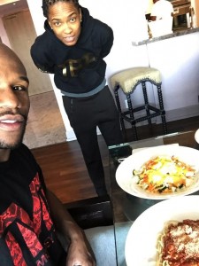 Floyd Weather JR. Eating a Tasty Lunch by Chef Q