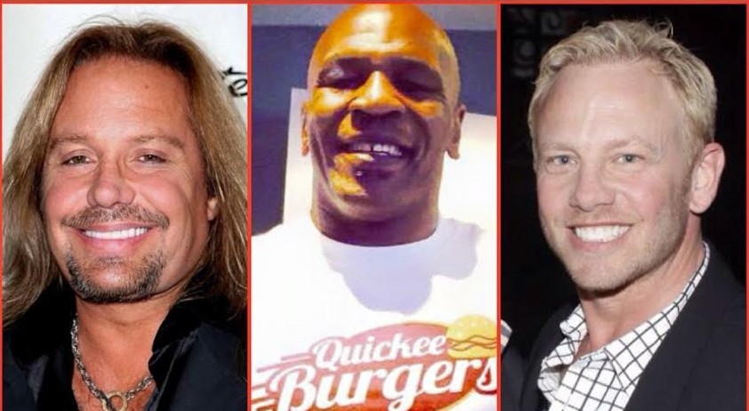 Quickee Burgers Celerbrity partners Mike Tyson, Vince Niel, and Ian Ziering