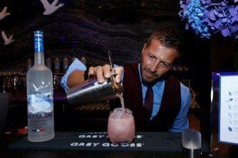 GREY GOOSE’s Guillaume Jubien creating the GREY GOOSE High Five Cocktail at the Body at ESPY’s Pre-Party
