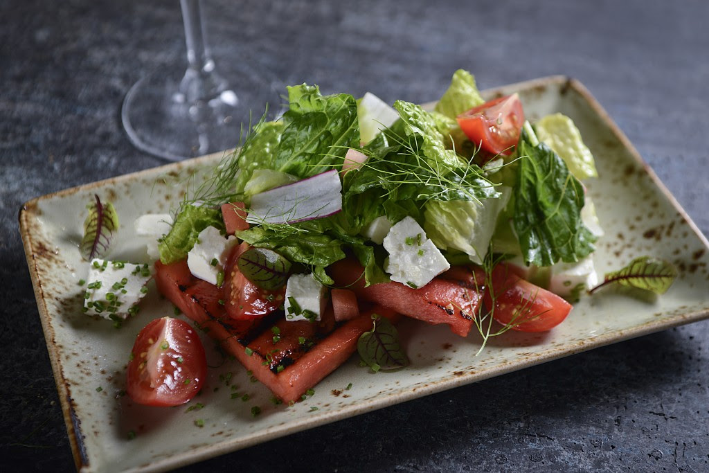 Watermelon salad with escarole