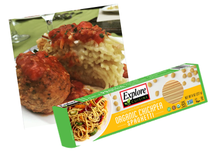 Give Spaghetti Pie a healthy twist with Explore Cuisine Chickpea Spaghetti