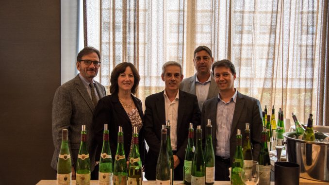 L-R: Bill Short- Metro NY Manager, Dreyfus Ashby, Cathy Lischak- Director of Marketing Services, Dreyfus Ashby; Frédéric Raynaud- CEO, Dopff & Irion; John Caruso- Executive Vice President, Dreyfus Ashby; Louis Kressman- Regional NY Manager, Dreyfus Ashby