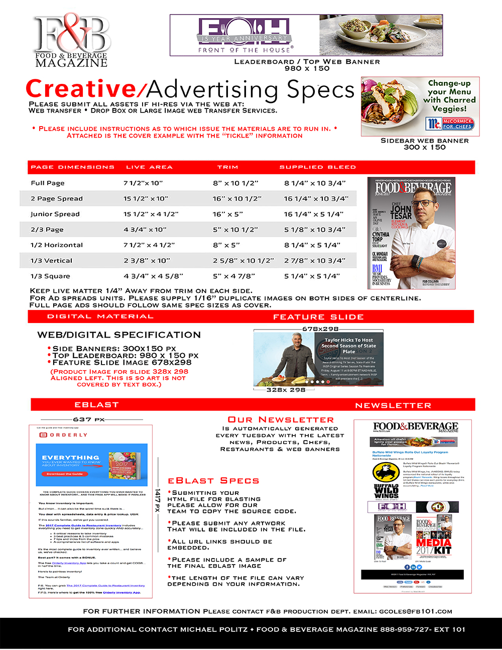 Creative AdSpec Sheet Food & Beverage Magazine