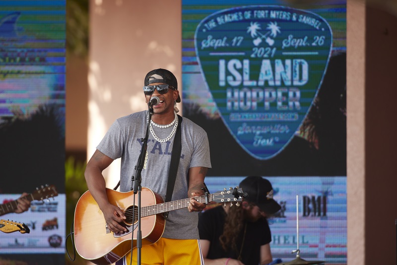 ACM’s New Male Artist of the Year, Jimmie Allen, performs during the 2021 Island Hopper Songwriter Festival at Fort Meyers Beach