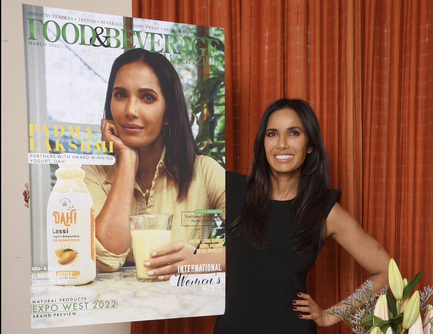 Padma Lakshmi Celebrates her March 2022 Cover of Food &#038; Beverage Magazine and DAH! yogurt partnership at a private event in New York City