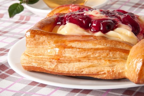 Delicious Cherry puff pastry with custard