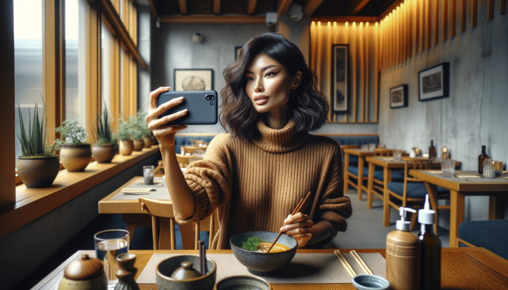 influencer in restaurant