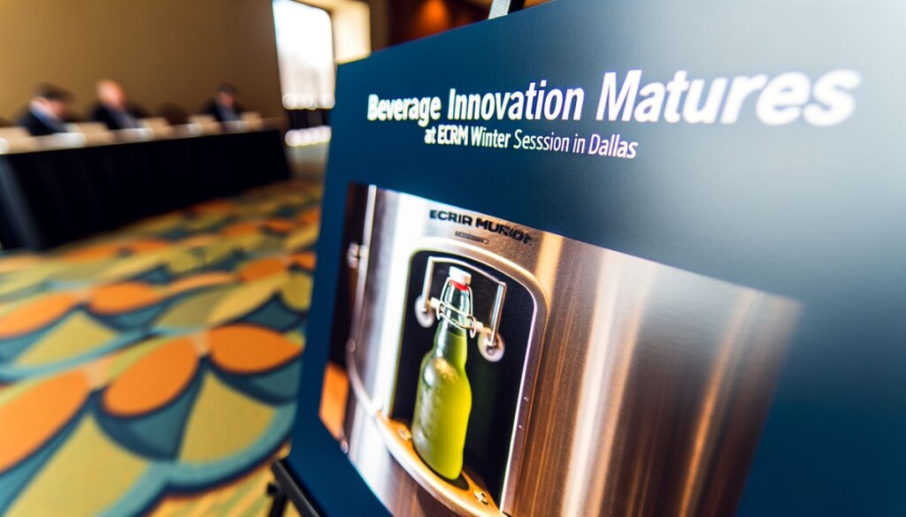 Professional, high-quality featured image for a blog post titled "Beverage Innovation Matures at ECRM Winter Session in Dallas". Clean, modern, visually appealing.