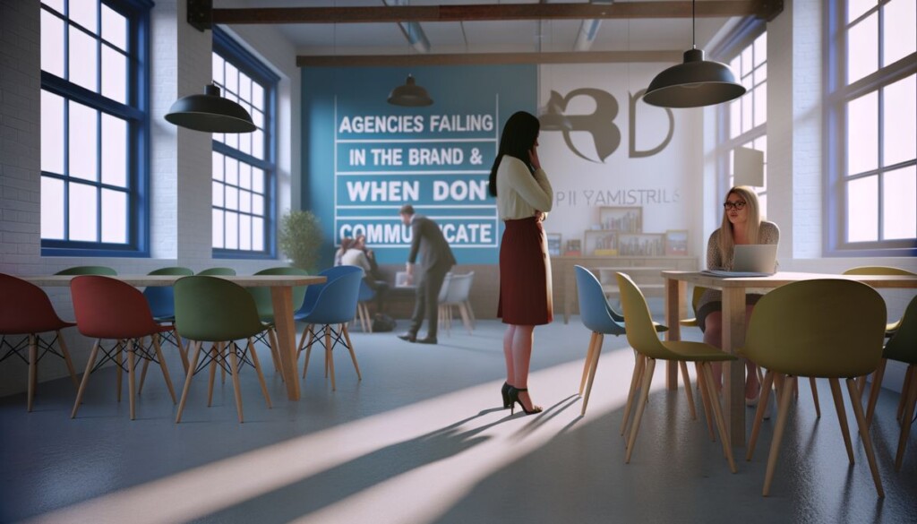 Professional, high-quality featured image for a blog post titled "When Your Agencies Don’t Talk: How PR, Marketing, and Media Buying Fail the Brand". Clean, modern, visually appealing.