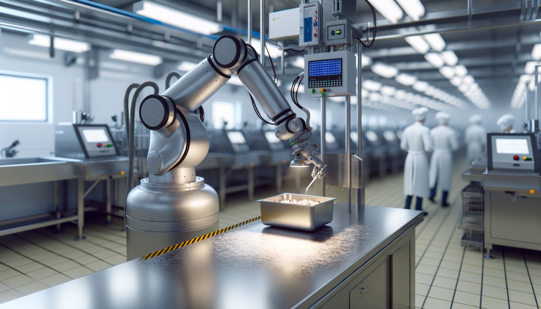 Robot working in food production environment