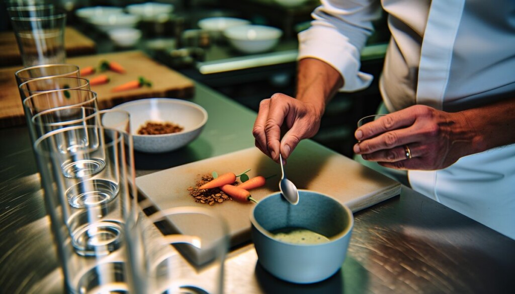 Professional, high-quality featured image for a blog post titled "Innovations Shaping the Culinary Landscape: Insights from the Food and Beverage Magazine Podcast". Clean, modern, visually appealing.