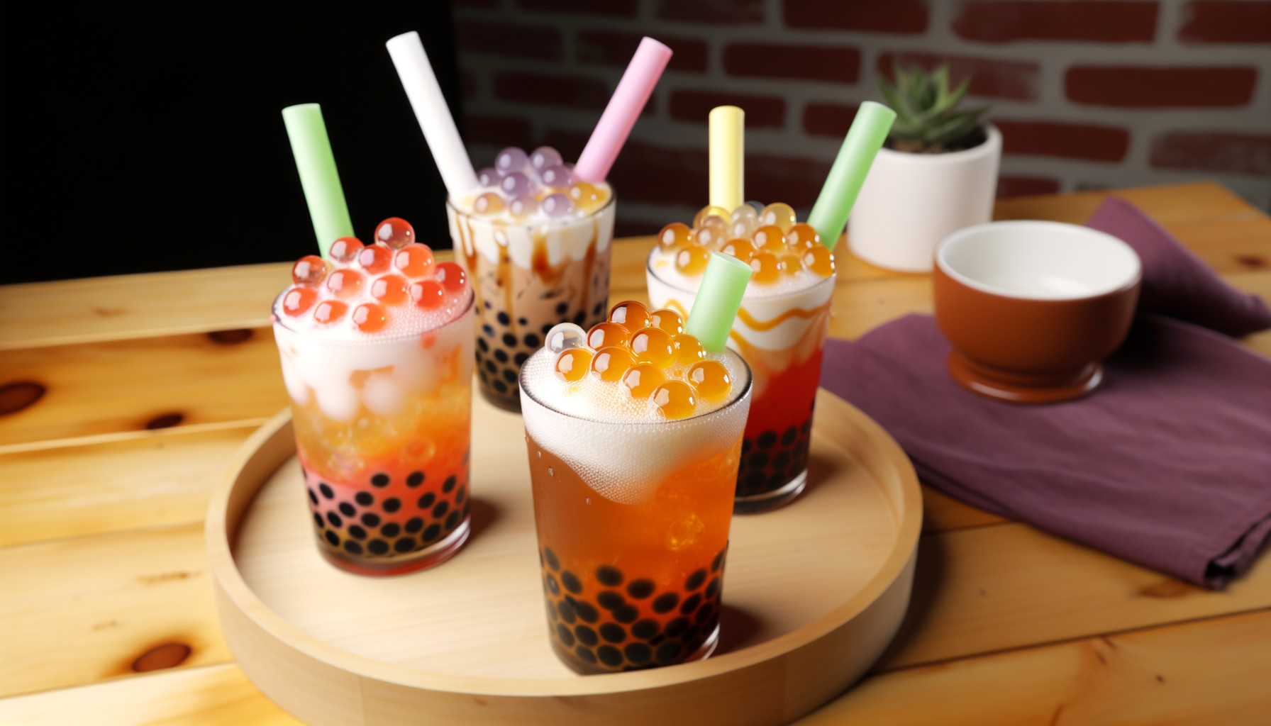 Beverage display with popping boba