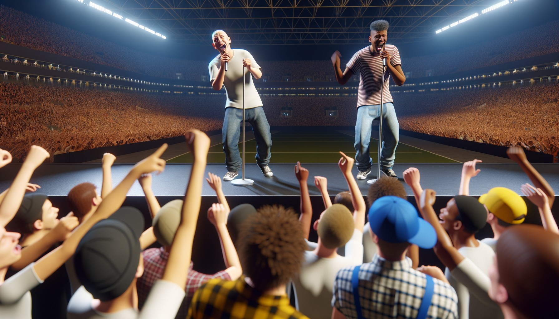 A packed Allegiant Stadium during the Usher and Chris Brown concert, capturing the excitement of live music in Las Vegas.