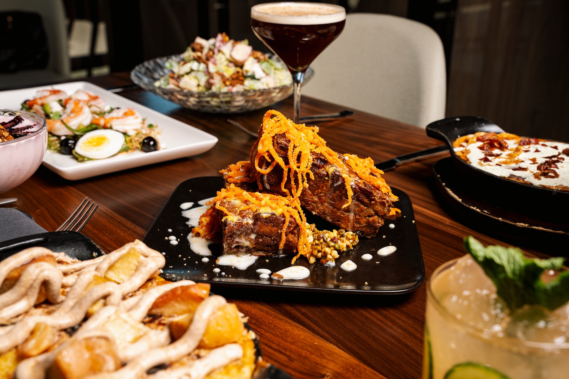 Butcher & Thief_Carrot Cake French Toast (center) with other brunch selections_by David Farris_Off the House Studio